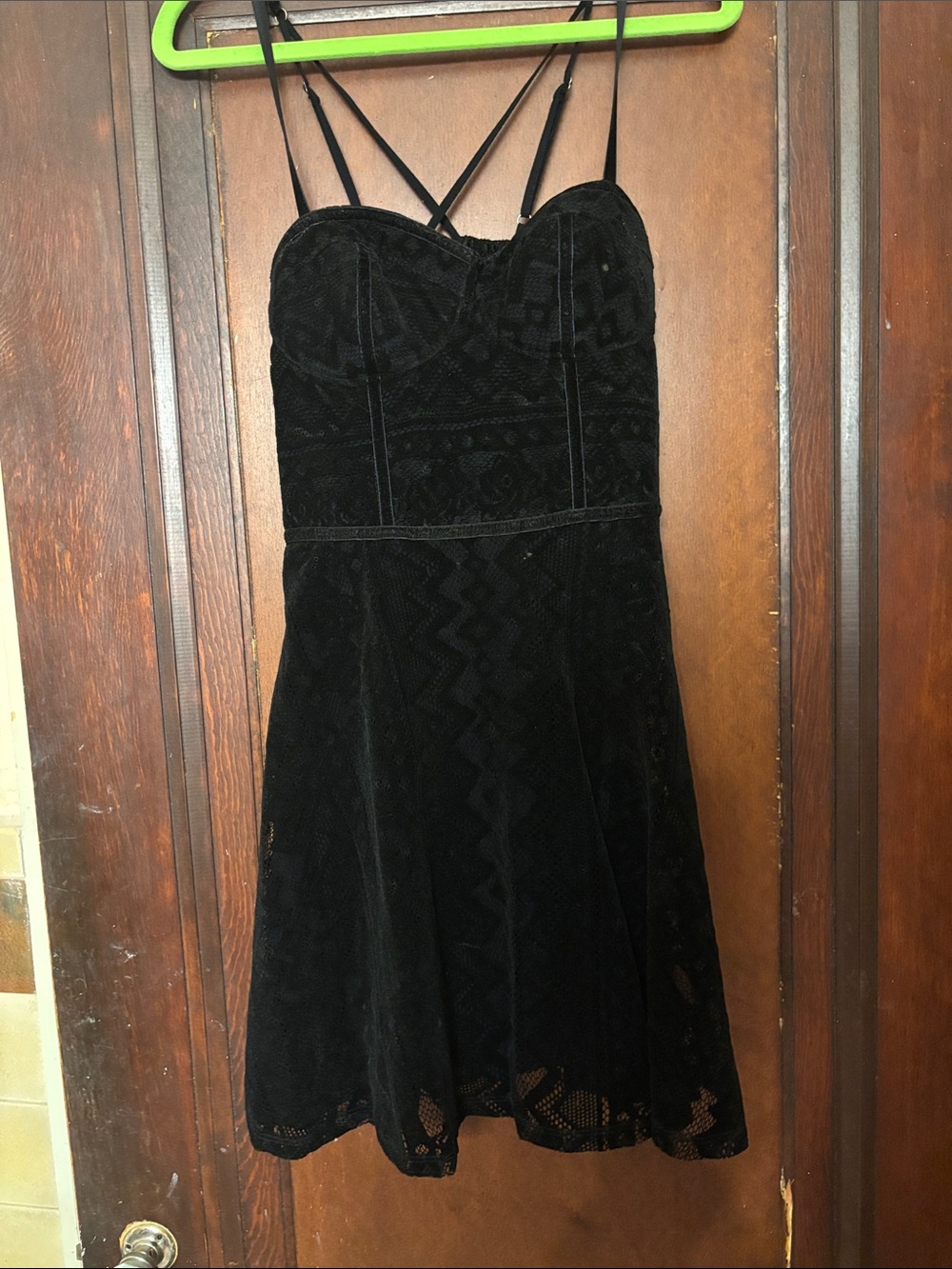 Hollister Black Lace Fit & Flare Spaghetti-Strap Mini Dress